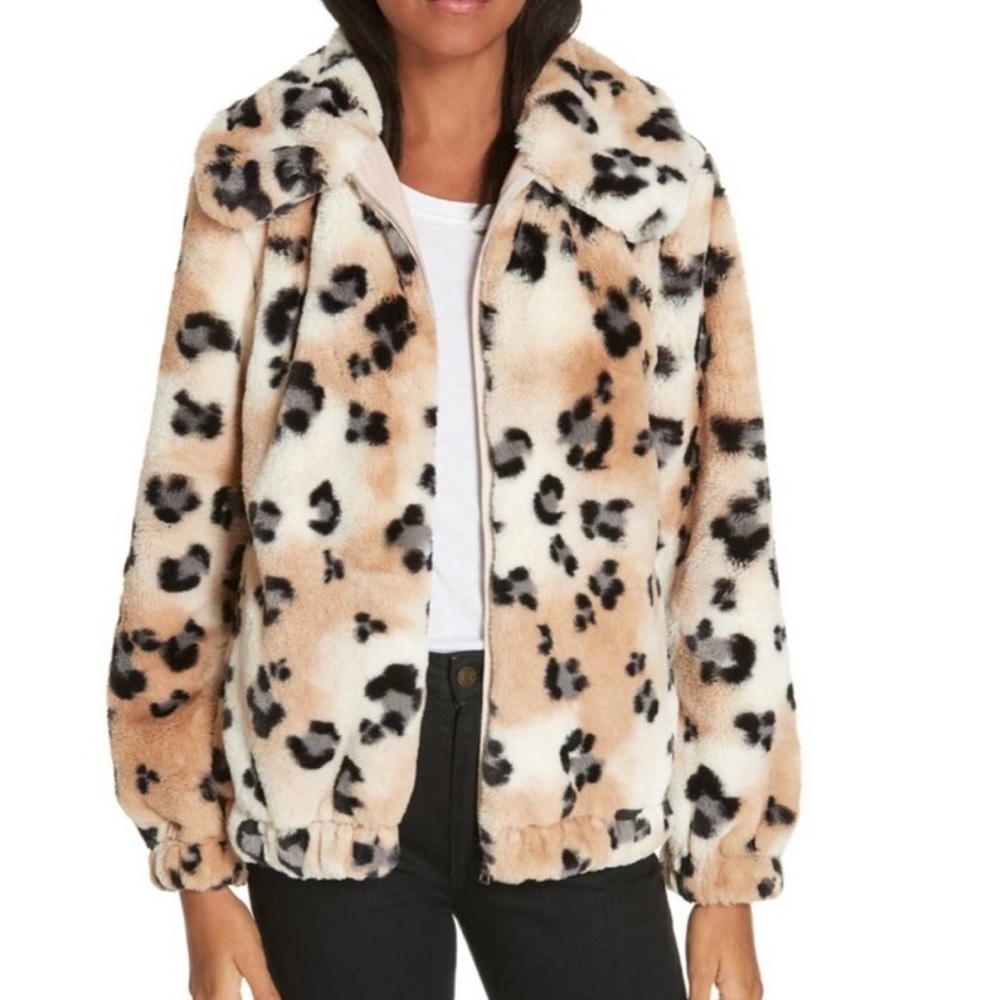 Rebecca Taylor Cheetah Faux Fur Coat Exotic Cozy Statement Bold